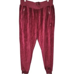 $110 Polo RALPH LAUREN Womens Small Velour SWEATPANTS Wine FLEECE Joggers